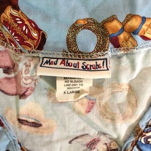 Mad About Scrubs Tops - Mad About Scrubs Nursing Scrub Top Cowboy Print XL Mad About Scrubs Tops - Mad About Scrubs Nursing Scrub Top Cowboy Print XL